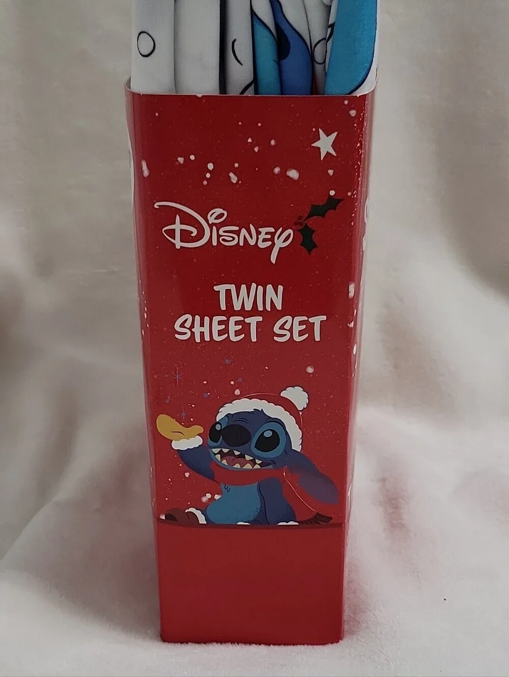 Disney Stitch Twin Sheet Set Holiday 3 Piece Set Christmas Sheets New